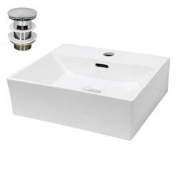 Waschbecken inkl. Ablaufgarnitur Silber mit Überlauf 41