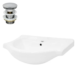 Waschbecken inkl. Ablaufgarnitur Silber mit Überlauf 67