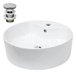 Waschbecken inkl. Ablaufgarnitur Silber mit Überlauf Ø 46x15
