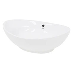 Waschbecken Oval mit Überlauf 590x390x200 mm Weiß aus Keramik 1687