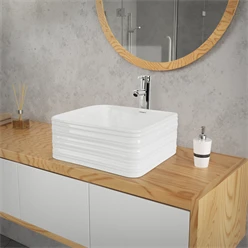 Waschbecken Quadratisch ohne Überlauf 39x39x15 cm Weiß aus Keramik ML-Design 2886