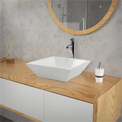 Waschbecken Quadratisch ohne Überlauf 41x41x12 cm Weiß aus Keramik ML-Design 2886