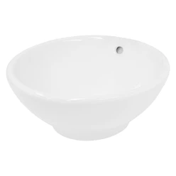 Waschbecken Rund Ø 420 x 170 mm Weiß inkl. Überlauf aus Keramik 2886