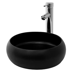 Waschbecken Rund ohne Überlauf Ø 35x12 cm Schwarz aus Keramik ML-Design 2886