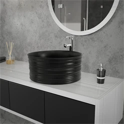 Waschbecken Rund ohne Überlauf Ø 41x18 cm Schwarz aus Keramik ML-Design 2886