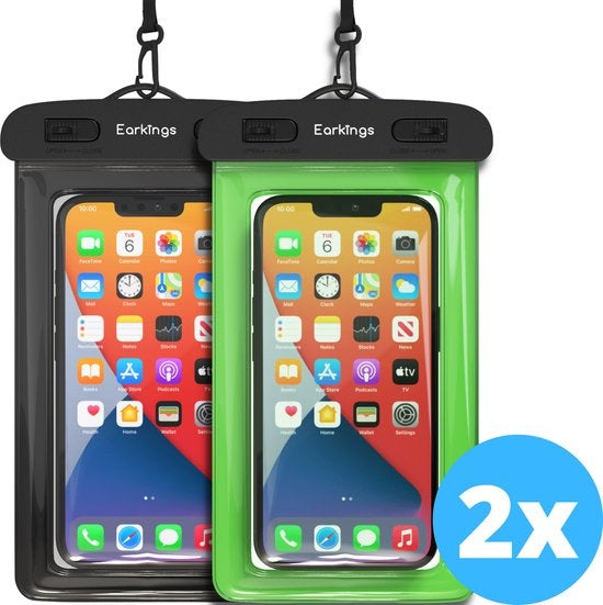 Wasserdichte Handytaschen - Drybag 2er Set - Unterwasser Handytasche für alle Handys - Wasserdichte Handytasche Earkings - Schwarz & Grün Elektronik