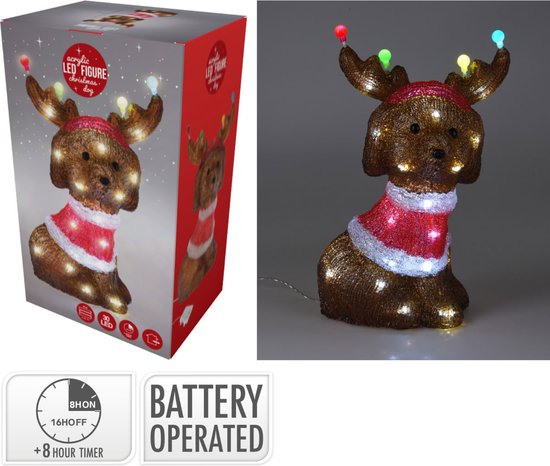 Weihnachtshund mit LED - Acryl - 35cm Weihnachten