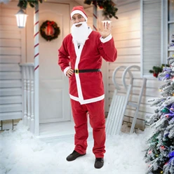 Weihnachtsmann Kostüm 5-Teilig Rot/Weiß aus Polyester Einheitgröße One Size 1516