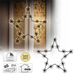 Weihnachtsstern mit 120 warmweißen LEDs 50 cm Schwarz aus Metall 596