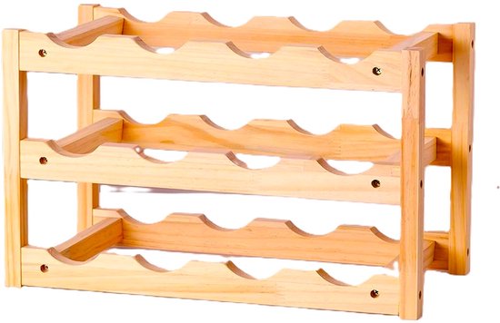 Weinregal Holz - 3 Schichten- 12 Flaschen - Weinmöbel- Flaschenregal - 46