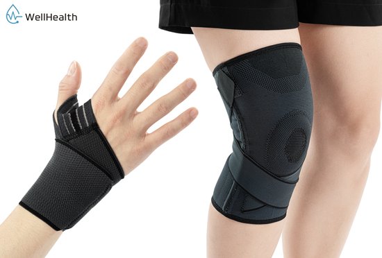 Wellhealth - Knie- oder Handgelenkbandage zur Schmerzlinderung und Unterstützung - Kniestütze - M/L - 1 Stück Schön & Gesund