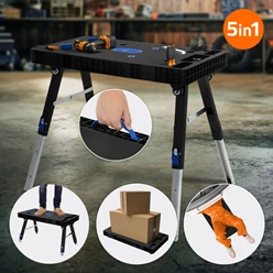 Werkbank 5in1 Rollbrett Sägebock Gerüst 94 cm aus Kunststoff bis 150kg mit 4 Rollen 3919