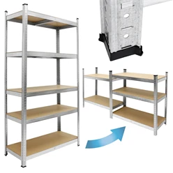 Werkstattregal 180x90x40 cm Silber aus Metall und MDF belastbar bis 750 kg 5833
