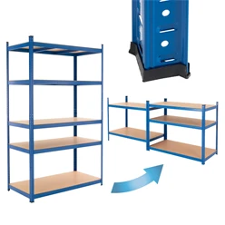 Werkstattregal 200x100x60 cm blau aus MDF Holzfaserplatte und Metall belastbar bis 875 kg 464