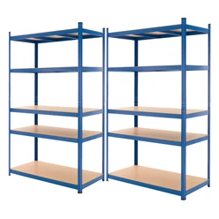 Werkstattregal 2er Set 200x100x60 cm Blau aus MDF Holzfaserplatte und Metall belastbar bis 875 kg 464