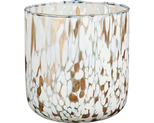 Windlicht HOUSE OF SEASONS Dots Weiß - Ø14 cm x H15 cm - Teelichthalter aus Glas Wohnen & Kochen