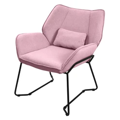 Wohnzimmersessel Loungesessel Rosa mit Rückenkissen bis 120 Kilogramm Polyesterbezug in Leinen Optik ML-Design 6499