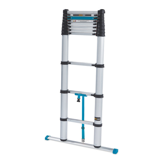 Workzone - Teleskopleiter - 4.02m - 11 Stufen - Max. 150 kg - Soft-Close - Silber Werkzeuge