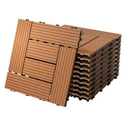 WPC Terrassenfliesen 30x30 cm 11er Set für 1m² Anthrazit in Holzoptik Mosaik mit Drainage und Klicksystem 7136