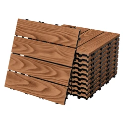 WPC Terrassenfliesen 30x30 cm 11er Spar Set für 1m² Hellbraun in Holzoptik Bodenbelag mit Drainage und Klicksystem 8232