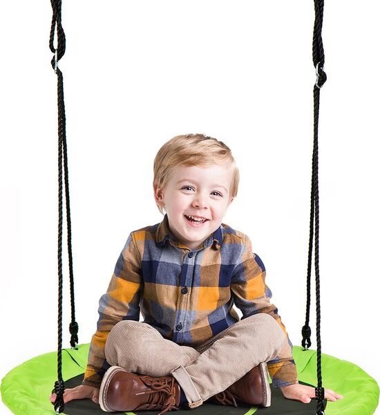 Wurfschaukel Outdoor-Spielzeug 100 cm grün - Pendelschaukel - Nestschaukel - Rundschaukel - Schafsnest - 100 kg Belastung - Für Kinder und Erwachsene Haus & Garten