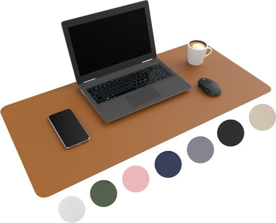 WURK Professional Schreibtischunterlage Kunstleder - Schreibtisch-Organizer - Schreibtischzubehör - Mauspad XXL- Inklusive Kabelclip - 80x40 - Cognacbraun Hobby & Sport