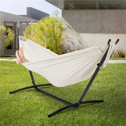 XXL Hängematte mit Stahlgestell bis 250 kg Beige inkl. Tragetasche ML-Design 717