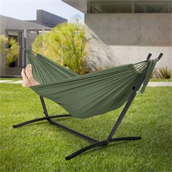 XXL Hängematte mit Stahlgestell bis 250 kg Khaki inkl. Tragetasche ML-Design 717