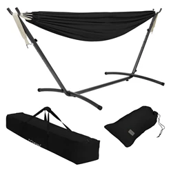 XXL Hängematte mit Stahlgestell bis 250 kg Schwarz inkl. Tragetasche ML-Design 717