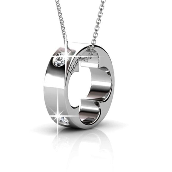 Yolora Damen Halskette mit Anhänger und Kalpa Camaka Kristallen - Farbe Silber - 18K Weißgold plattiert - Geschenkbox - Muttertagsgeschenk Vertaald