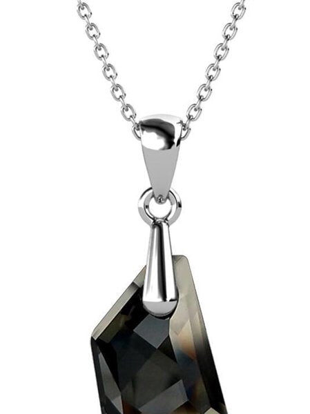 Yolora Damen Halskette mit Anhänger und schwarzem Kalpa Camaka Kristall - Farbe Silber - 18K Weißgold vergoldet - Geschenkbox - Geschenk zum Muttertag Vertaald