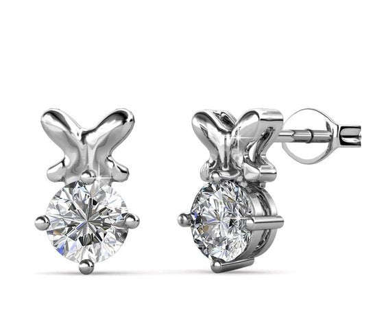 Yolora Damen Ohrringe mit Kalpa Camaka Kristallen - Farbe Silber - 18K Weißgold plattiert - Ohrstecker - Geschenk zum Muttertag Vertaald