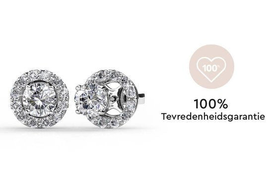 Yolora Damen Ohrringe mit runden Kalpa Camaka Kristallen - Farbe Silber - 18K Weißgold plattiert - Ohrstecker - Geschenk zum Muttertag Vertaald