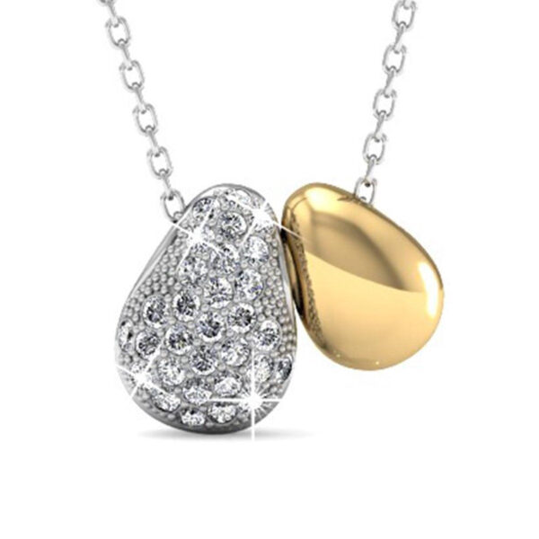 Yolora Damenhalskette mit Anhänger - Kalpa Camaka Kristalle - Silber und Gold - 18K Weißgold und Gelbgold plattiert - Damenhalskette Silber/Gold - Geschenkbox Kleidung