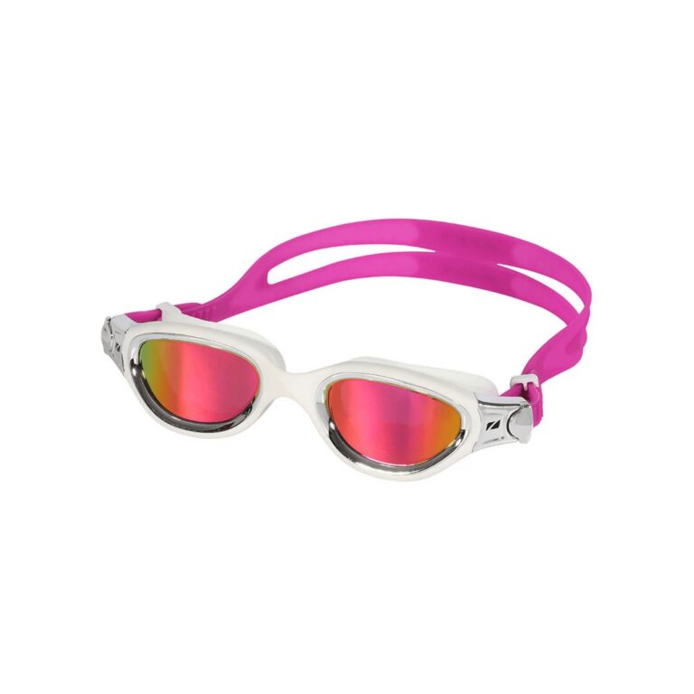 Zone3 Venator-X Schwimmbrille Weiß Silber mit rosa verspiegelten Gläsern Schwimmen