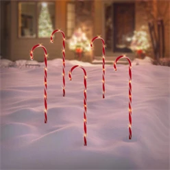 Zuckerstangen Gartenstecker 5er Set 73x400 cm mit 56LED warmweiß aus Kunststoff 6547