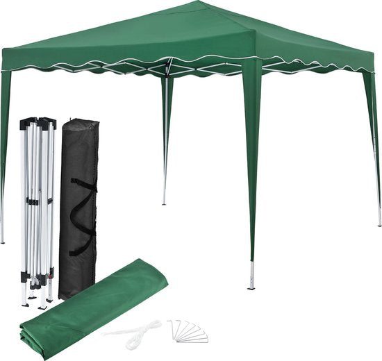 Zusammenklappbares Partyzelt Vivara - 3 x 3m - Grün - inkl. Zubehör Haus & Garten